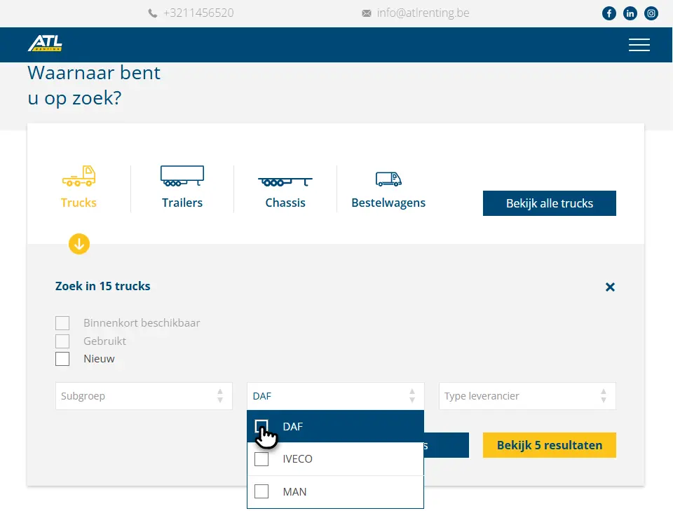 UX/UI zoekfilter front-end development bij Analyz-it