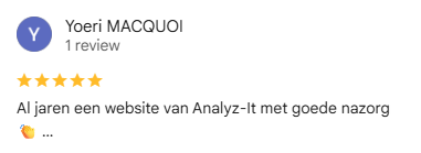 Google review van Yoeri Macquoi: Al jaren een website van Analyz-It met goede nazorg