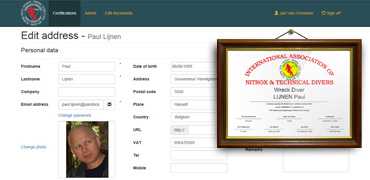 Databank voor online certificering van duikers