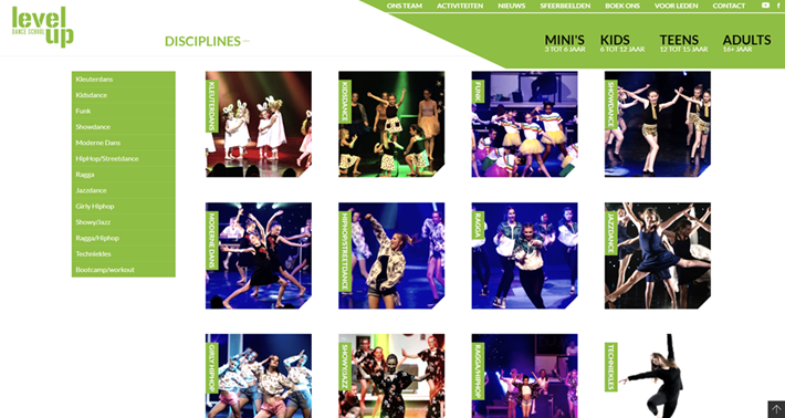professionele website voor Dance School Level Up professionele website voor Dance School Level Up